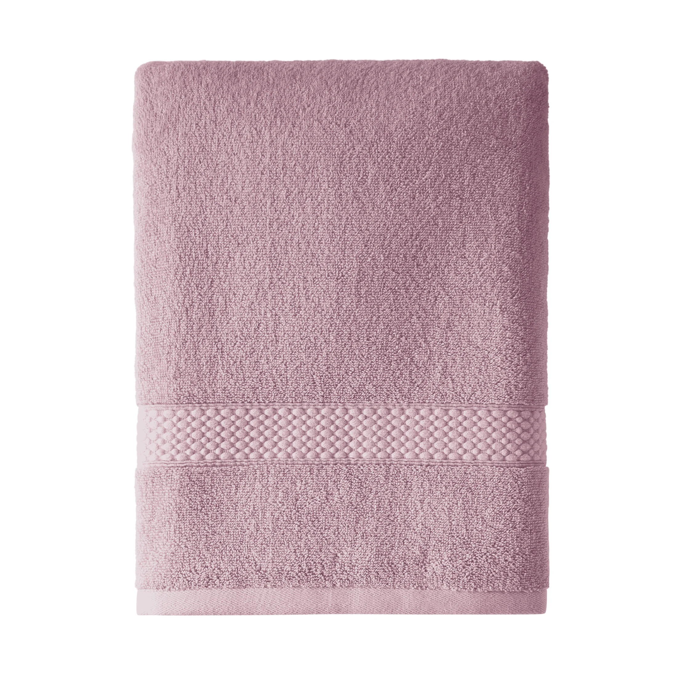 Beautiful by Drew Barrymore Dobby Bath Towel, Soft 100% Cotton, Rose Pink | Walmart (US)
