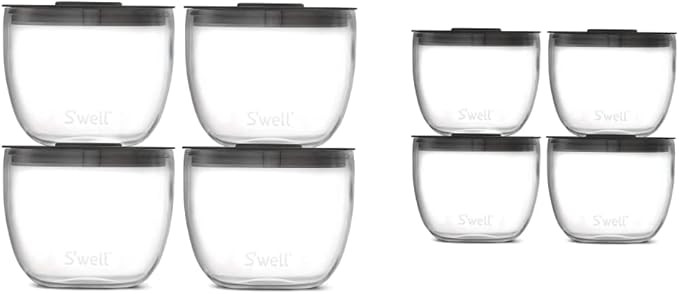 S'well Eats 2-in-1 Nesting Food Bowls, 10oz, Clear Prep Food Glass Bowls - Set of 4, 12oz - Make ... | Amazon (US)