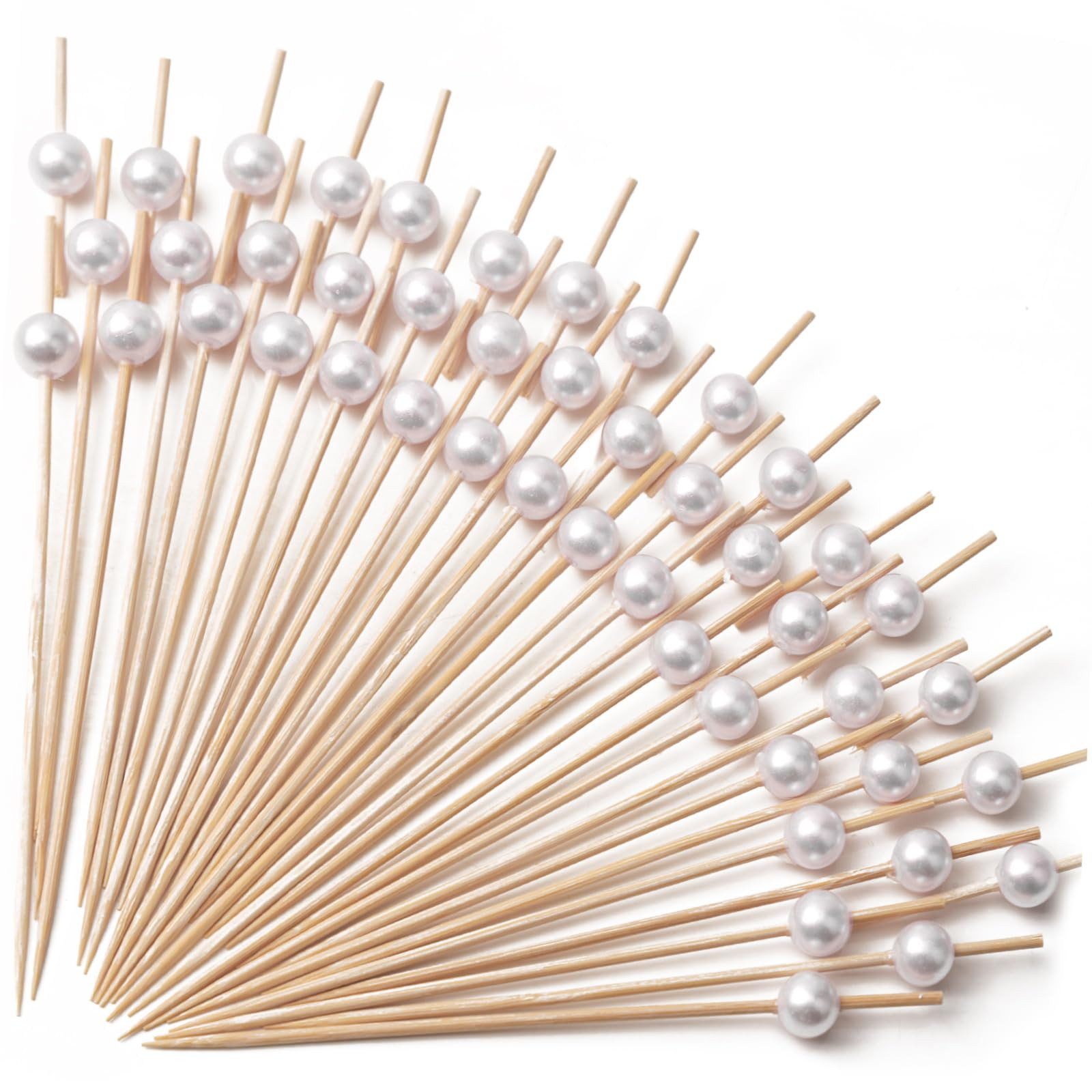 PuTwo Cocktail Picks Handmade Bamboo Toothpicks 4.7” White Pearl in 100 Counts | Amazon (US)