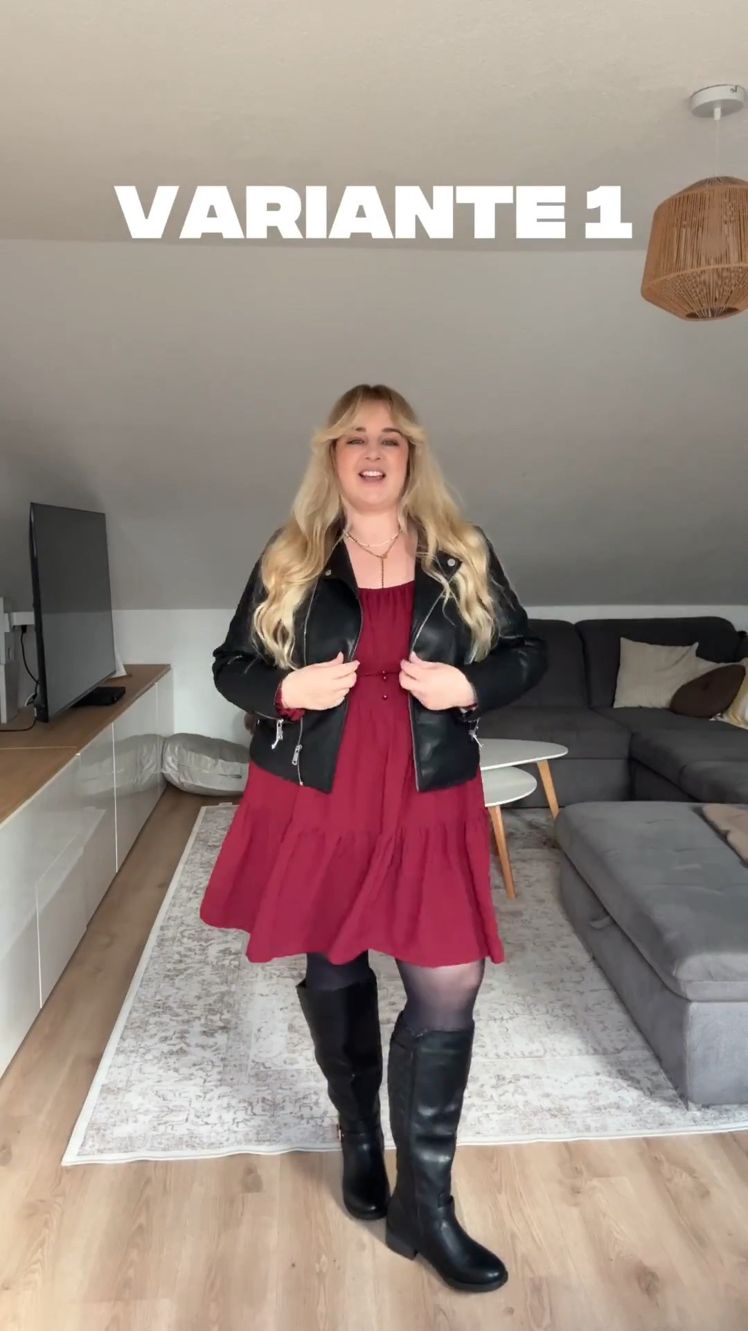 Outfit of the day 🖤♥️

#curvy #plussizefashion #kleid #lederjacke #autumn #amazonfashion