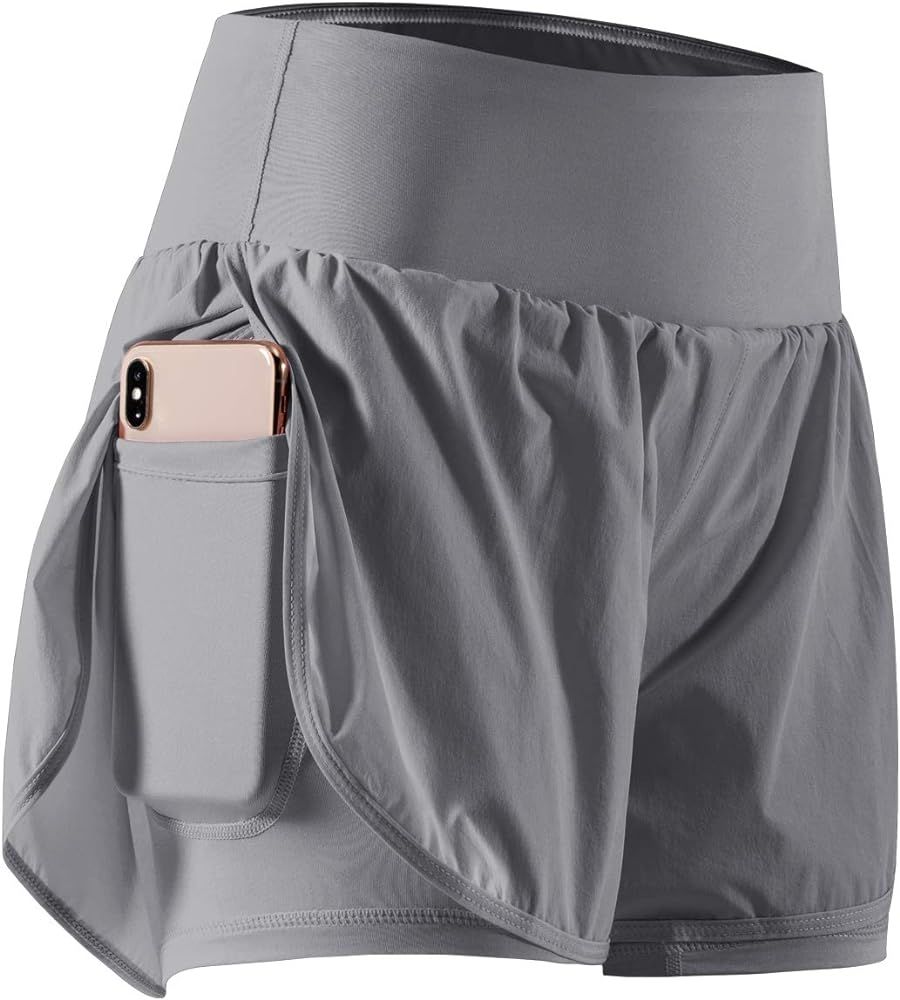 CADMUS 2 in 1 Women's Workout Shorts for Athletic Gym Running Shorts with Phone Pockets | Amazon (US)