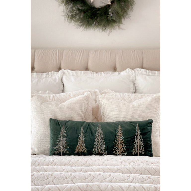My Texas House Holiday Tree Velvet Decorative Pillow, 12" x 28", Green | Walmart (US)