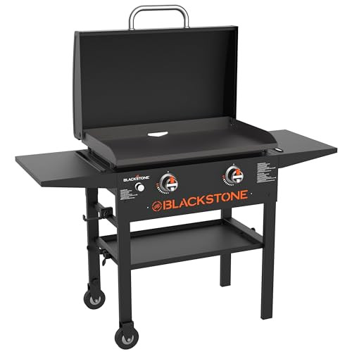 BLACKSTONE 1883 Original 28” Griddle with Integrated Protective Hood and Counter Height Side Shelves, Powder Coated Steel, Black | Amazon (US)
