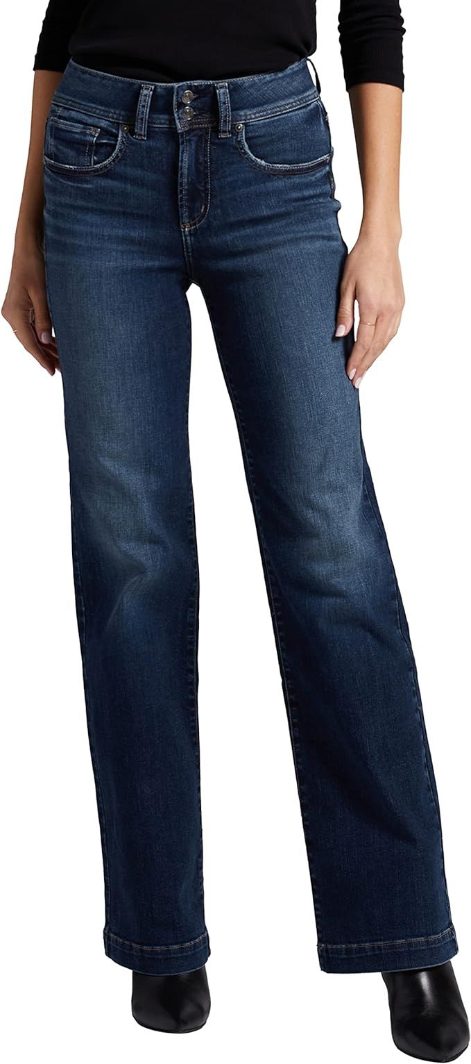 Silver Jeans Co. Womens Avery High Rise Curvy Fit Trouser Jeans | Amazon (US)