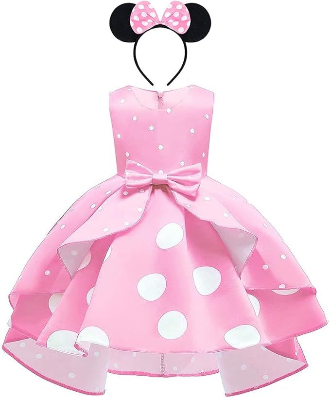 Girls Mouse Costume Halloween Polka Dots Dress Headband Cosplay Party Birthday Outfit for Cake Sm... | Amazon (US)