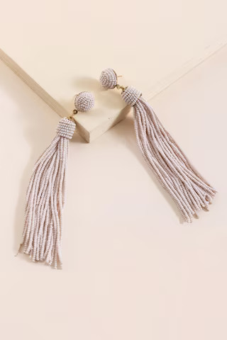 Natasha Beaded Tassel Drop Earrings | Francesca's