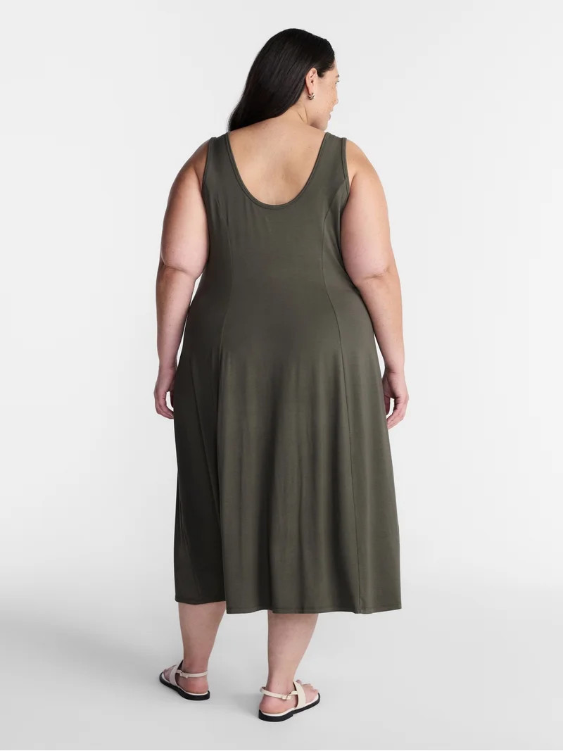 Terra & Sky Women\u2019s Plus Low Scoop Neck Tank Dress, Sizes 0X-5X | Walmart (US)