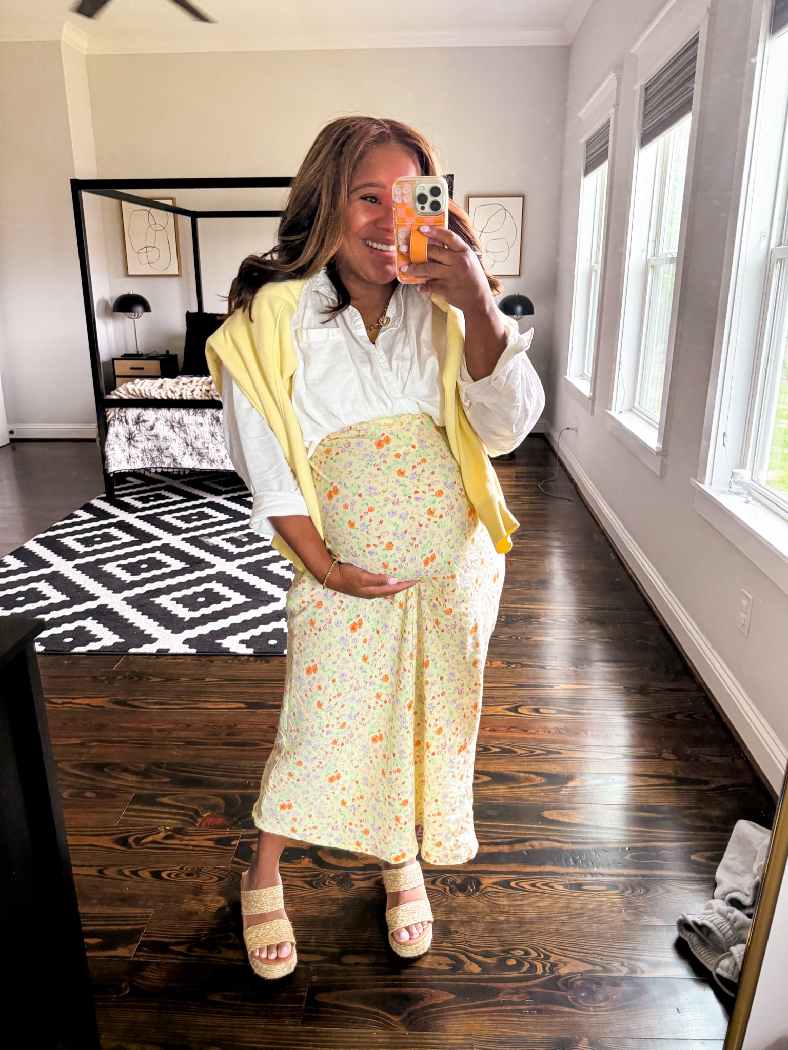 BUMP OUTFIT: another way to wear this target outfit — through a button up top and throw the sweatshirt over your shoulders. Would make a cute outfit for a shower, work or for teachers too! Wearing a large in all pieces, but I have a ton of room and mediums would’ve been fine!

#LTKFindsUnder50 #LTKFindsUnder100 #LTKBump