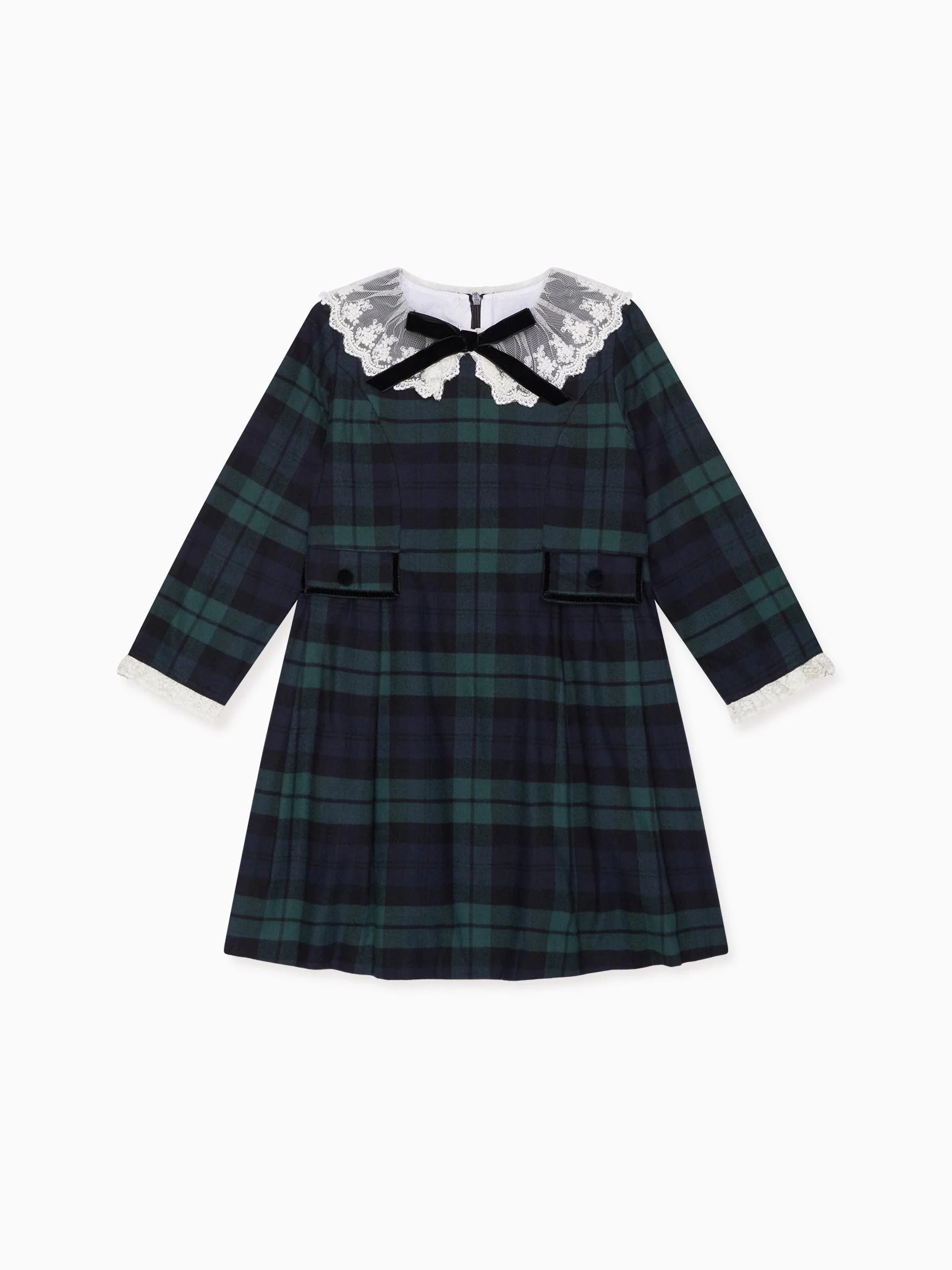 Green Tartan Diana Girl Dress | La Coqueta