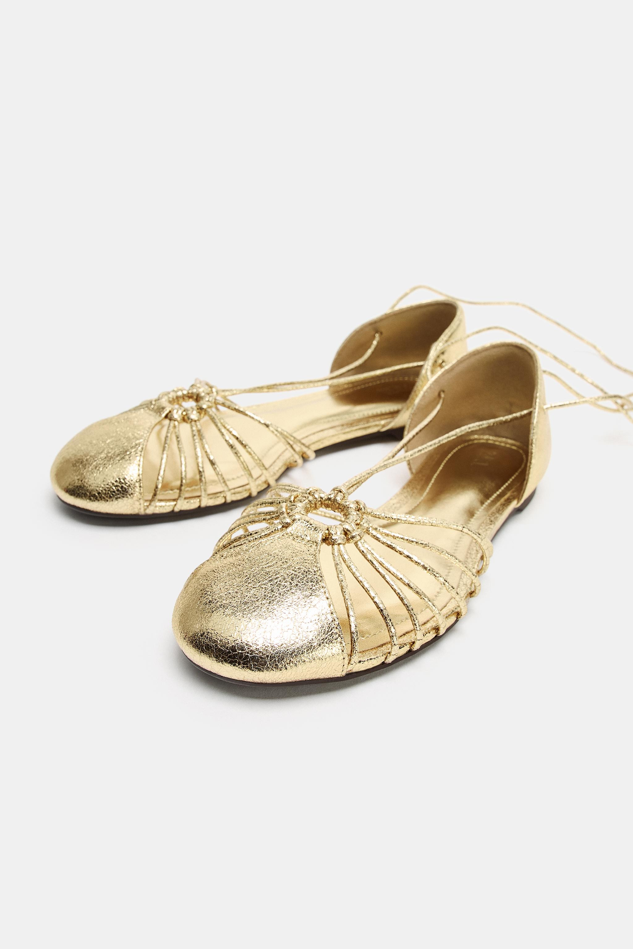 METALLIC LACE-UP FISHERMAN SANDALS | Zara US