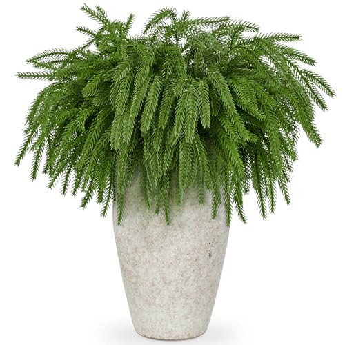 VICAMB 4 Pcs 18.5 inches Christmas Norfolk Pine Branches,Artificial Faux Greenery Stem,Norfolk Pines Picks for Garland Wreath Xmas and Home Garden Decor | Amazon (US)