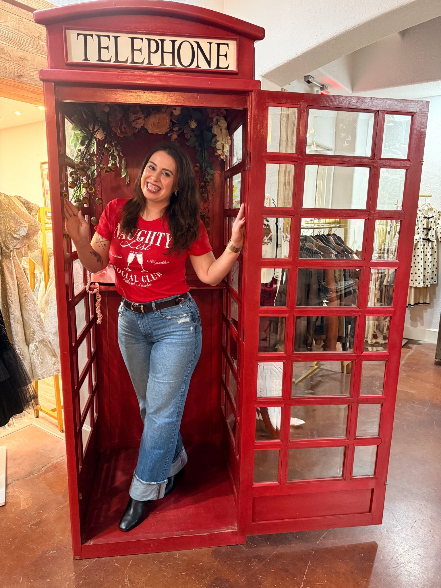 Christmas gift exchange perfect fit for ladies to get together for brunch! 

My jeans are AE but they don’t have anymore so linked you similar. My belt is Amazon under $9 but not letting me link. DM me on socials and I’ll send link! 

#LTKmomlife #LTKMidsize #LTKHoliday