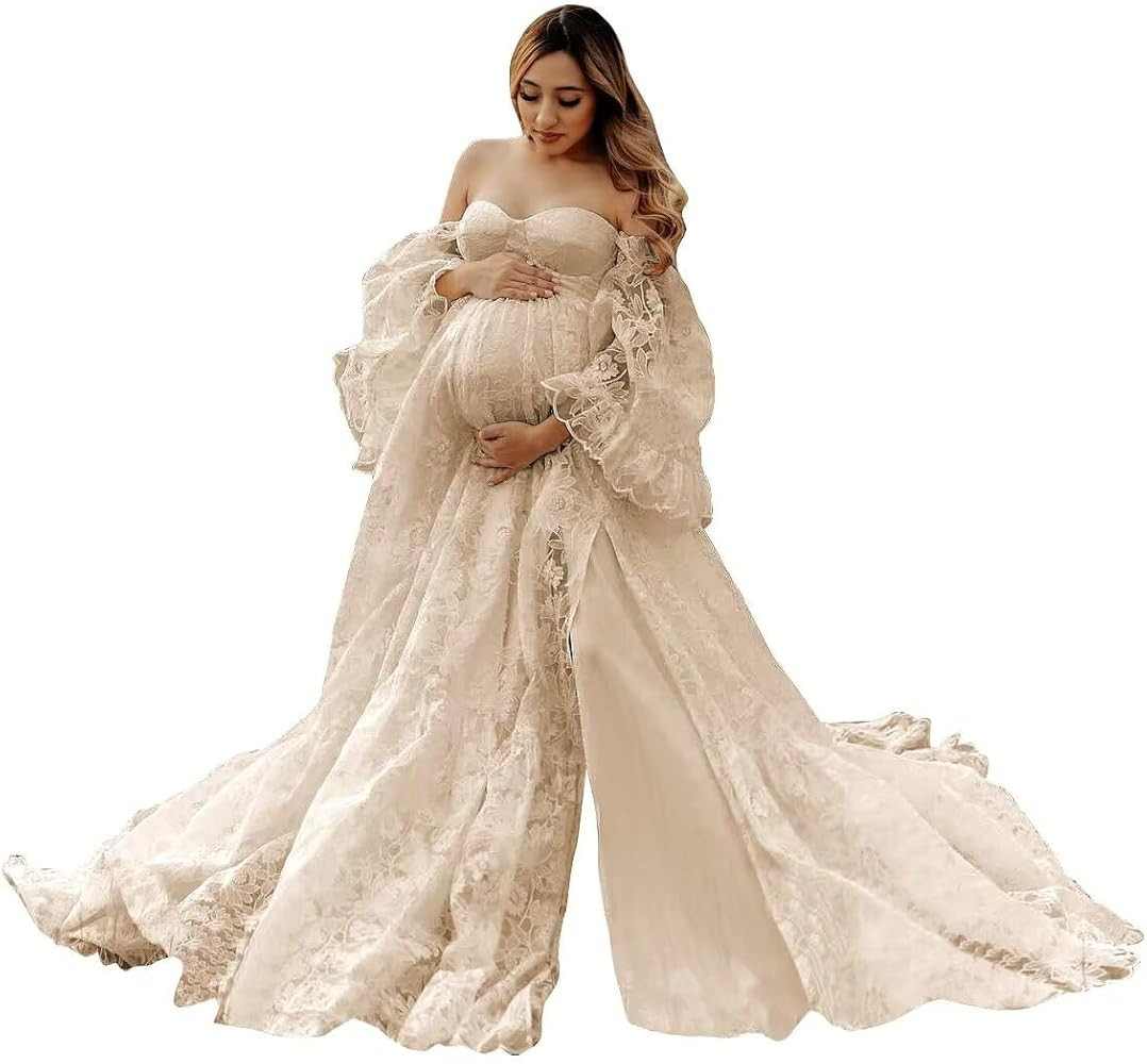 Tulle Maternity Dress for Photoshoot Boho Puffy Ruffles Pregnancy Gowns Photography Baby Shower D... | Amazon (US)