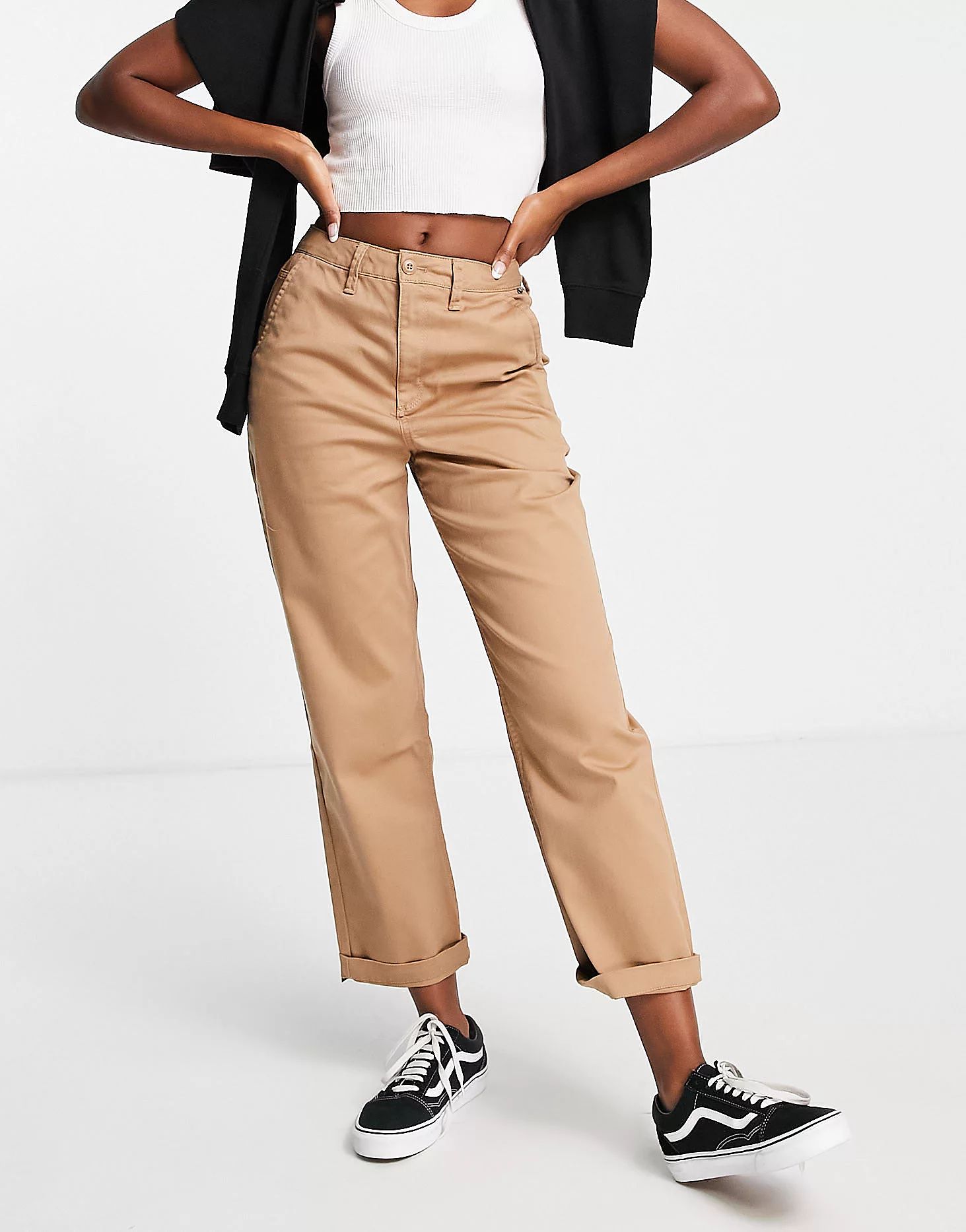 Vans high-rise chino pants with straight leg in brown | ASOS (Global)