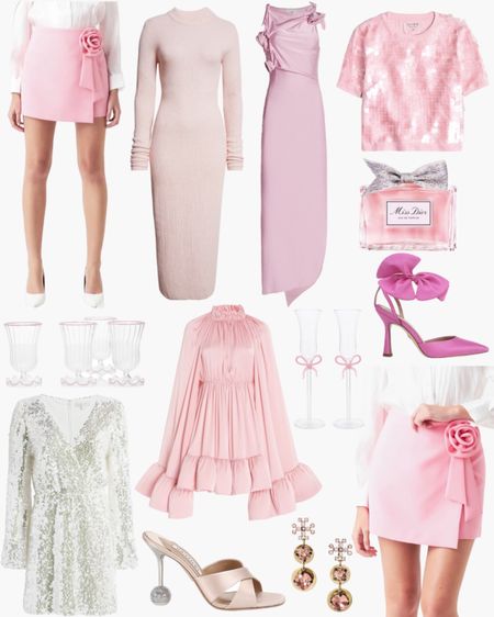 Feminine and posh pink styles for holiday parties and special occasions. The pink skirt with the floral detail is only $80. Super chic option as a holiday outfit. Style it with a white button-down for a chic look. 

#LTKHoliday #LTKparties #LTKSeasonal