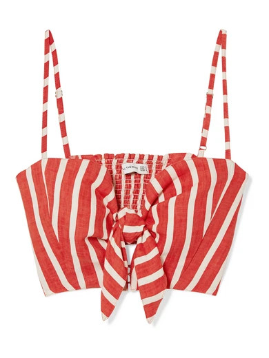 Faithfull The Brand - De Fiori Cropped Striped Linen Top - Brick | NET-A-PORTER (UK & EU)