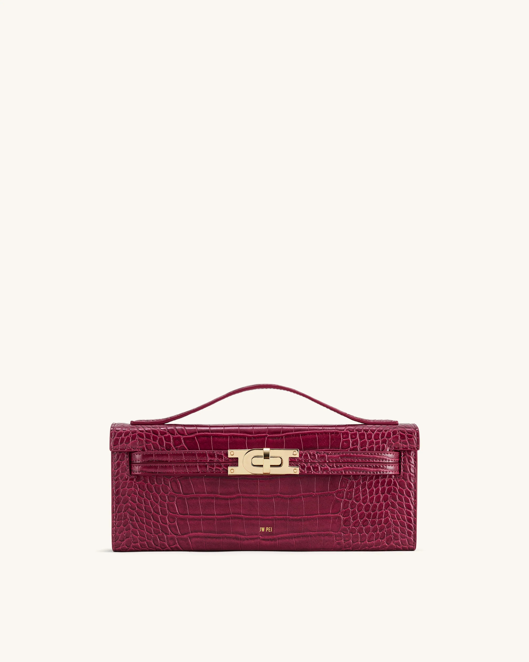 Bria Structured Top Handle Bag - Burgundy Croc | JW PEI US