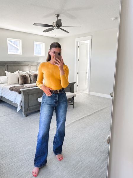 Yellow sweater, jeans are Zara, brown suede belt 

#LTKfindsunder100