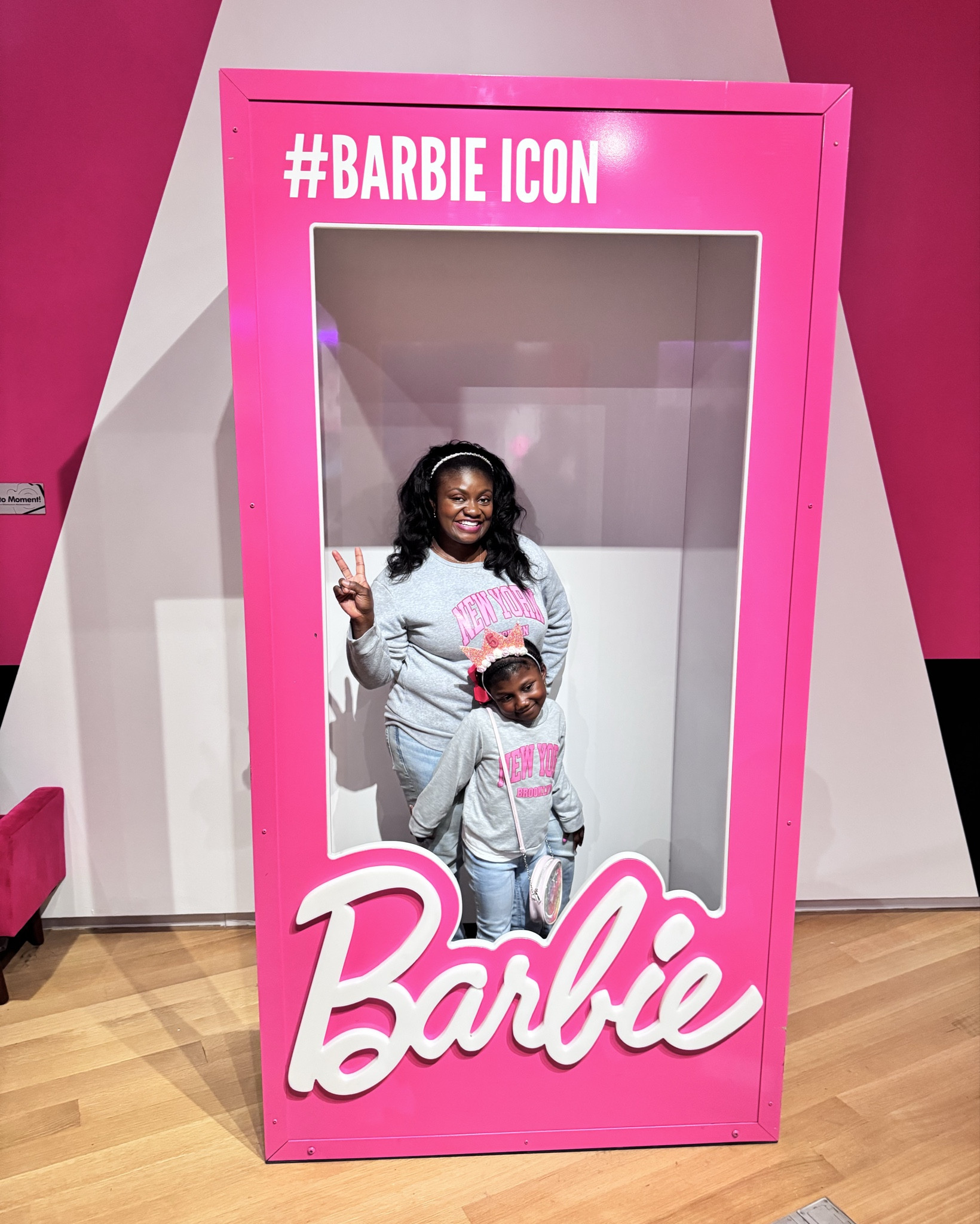 Matching Mommy & Me  NYC Sweatshirts  to visit the Barbie Museum #teambarbie #mommyandme #barbie 