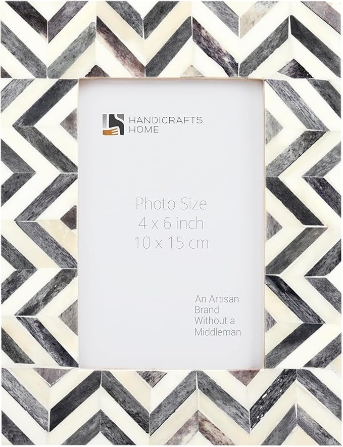 Handicrafts Home 4x6 Picture Frames Photo Frame Chevron Herringbone Vintage Wooden (Grey) | Amazon (US)