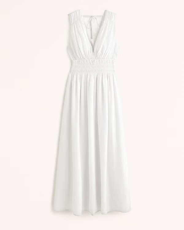 Crinkle Textured Smocked Waist Maxi Dress | Abercrombie & Fitch (US)
