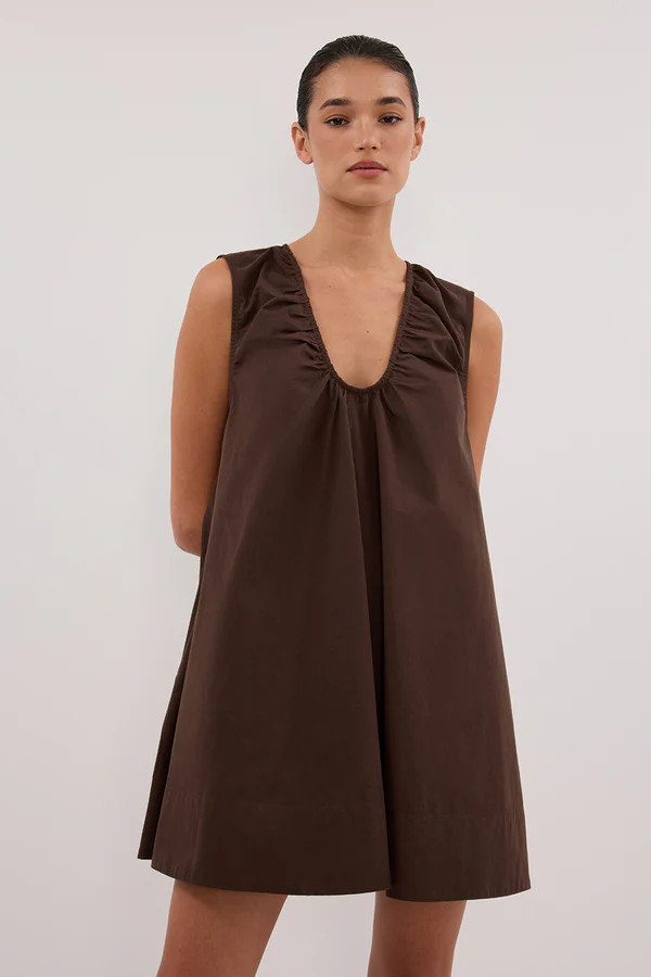 GABBY BITTER CHOC MINI DRESS | DISSH