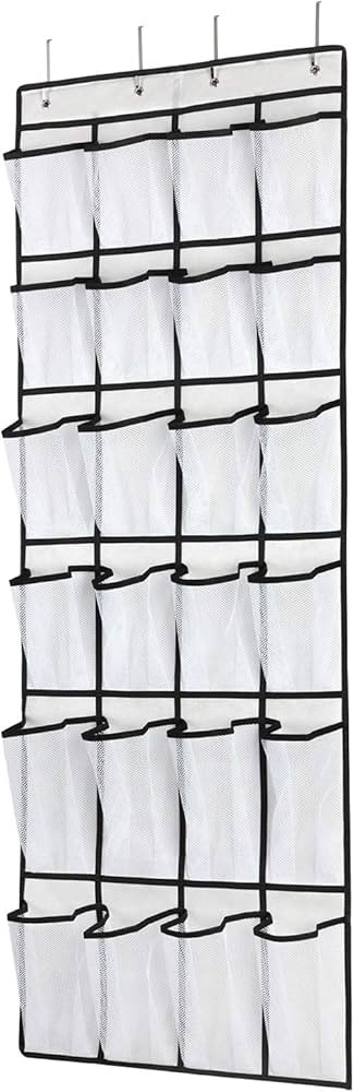 Over The Door Shoe Organizer, Hanging Shoe Organizer with 24 Mesh Large Pockets Door Shoe Rack Or... | Amazon (US)