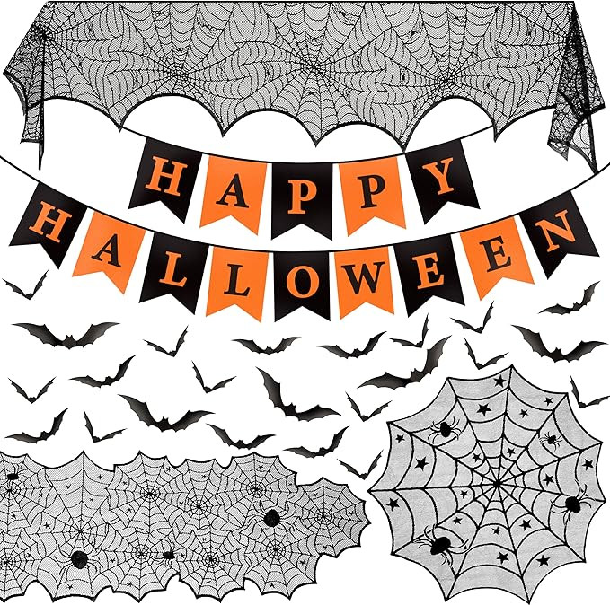 Halloween Decorations Indoor Set, Halloween Decor Bundle for Home, Party, Kitchen, Spider Web Tab... | Amazon (US)
