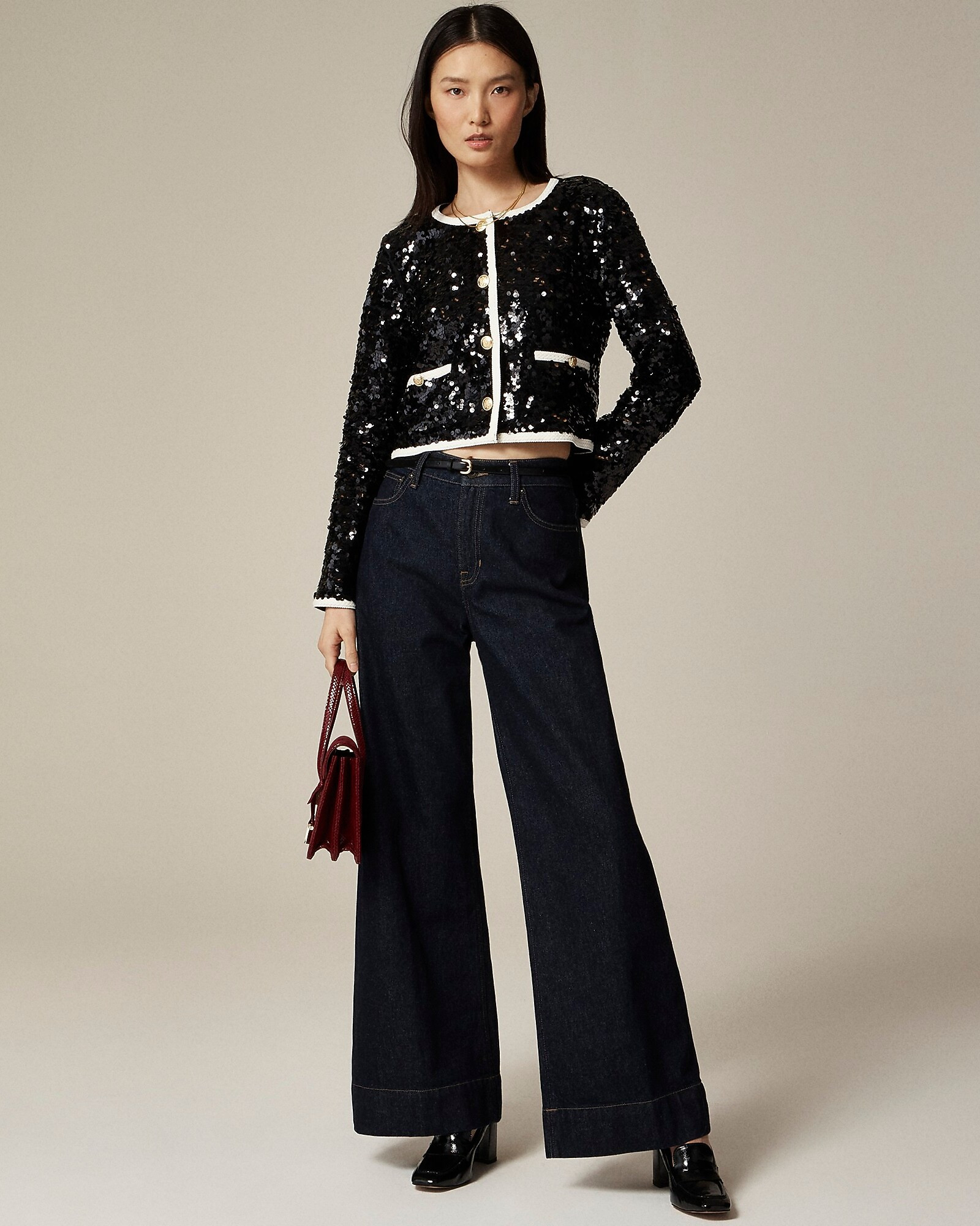 Mariner jersey lady jacket with sequins | J. Crew US