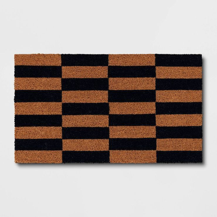 1'4"x2'4" Broken Stripe Outdoor Doormat Dark Blue - Room Essentials™ | Target
