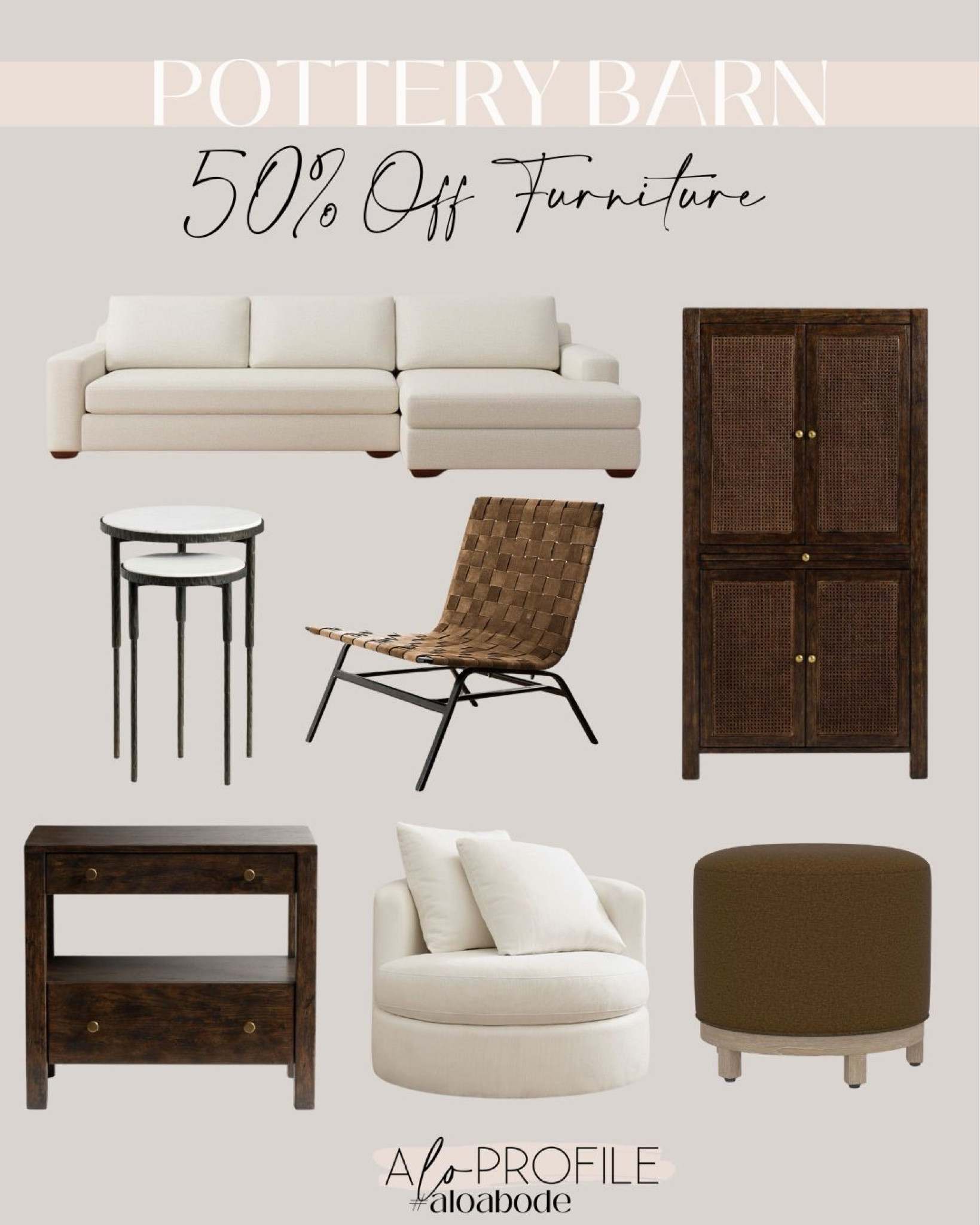 Pottery Barn Sale // rattan furniture, swivel chair, family room furniture, cane bed, boucle bench, marble coffee table, marble nesting table, rattan counter stool, rattan bench, neutral bedroom furinture, neutral family room furniture, pottery barn furniture, pottery barn sale, modern furniture