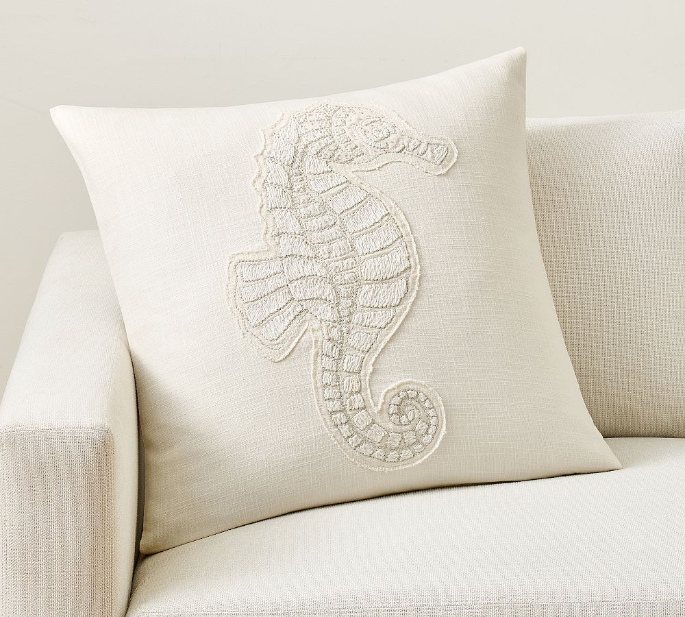 Seahorse Embroidered Pillow | Pottery Barn (US)