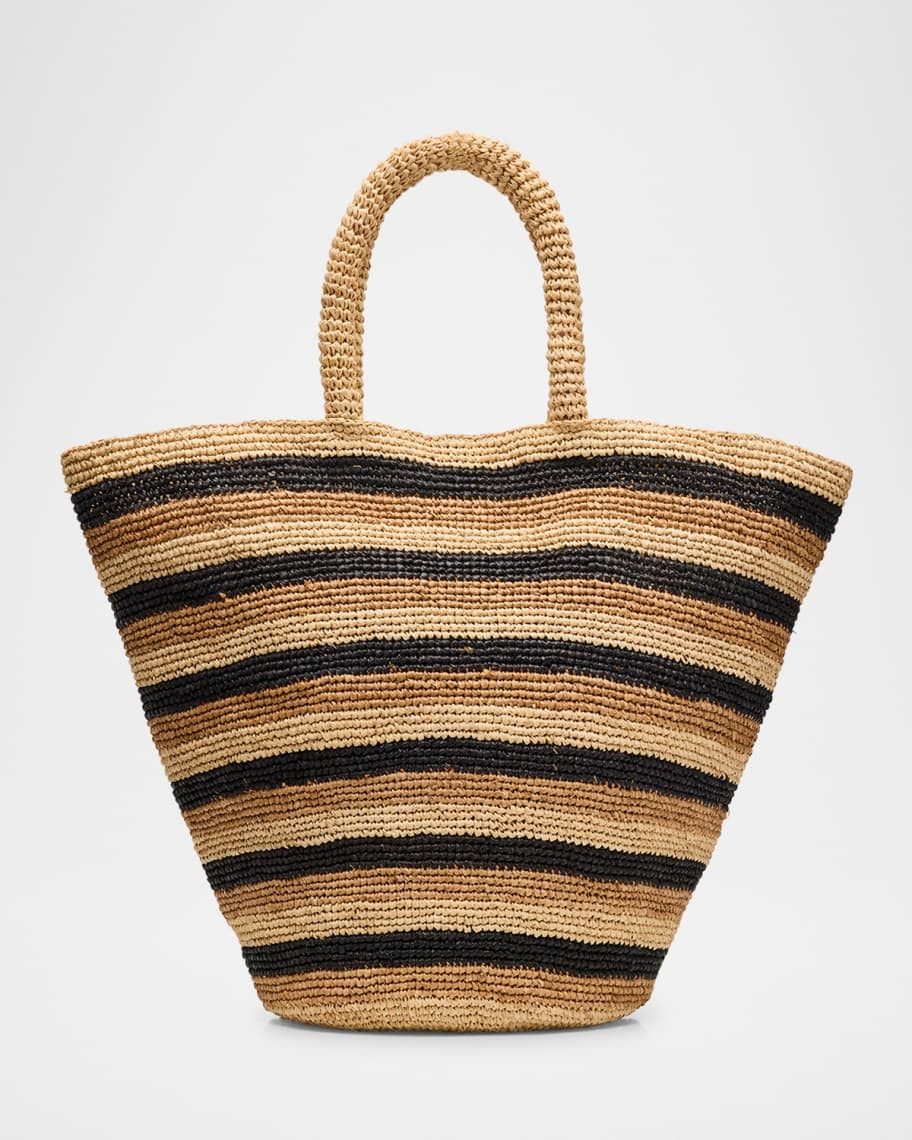 BTB Los Angeles Marisol Striped Straw Tote Bag | Neiman Marcus