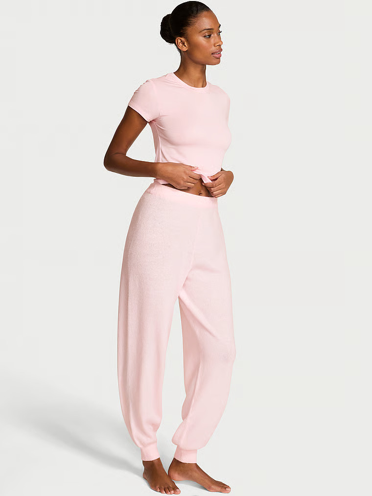 Buy Luxe Knit Jogger Pants, Angel Pink - Order Bottoms online - Victoria's Secret US | Victoria's Secret (US / CA )