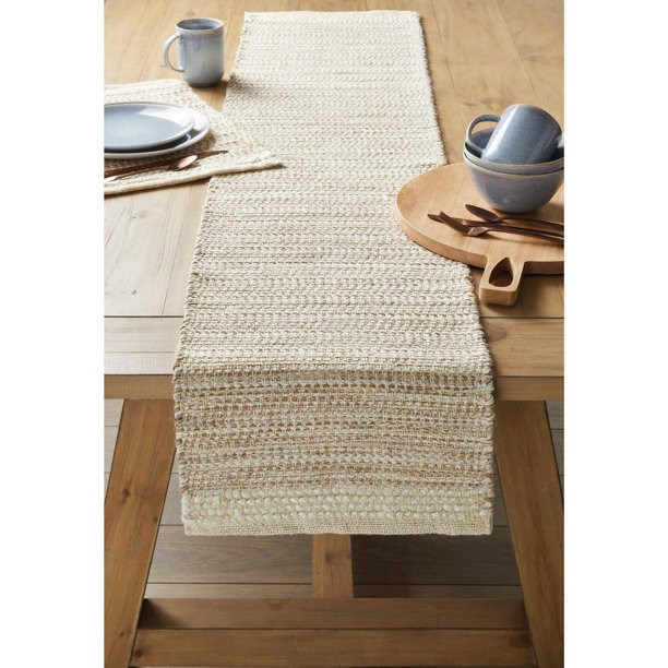 Better Homes and Gardens Chunky Woven Chenille Table Runner - Ivory - 14" x 90" | Walmart (US)