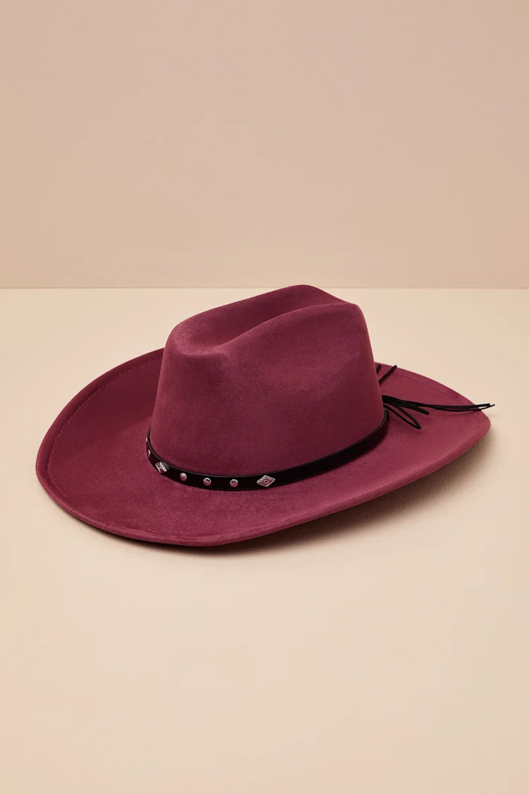 Farva Burgundy Suede Studded Cowboy Hat | Lulus