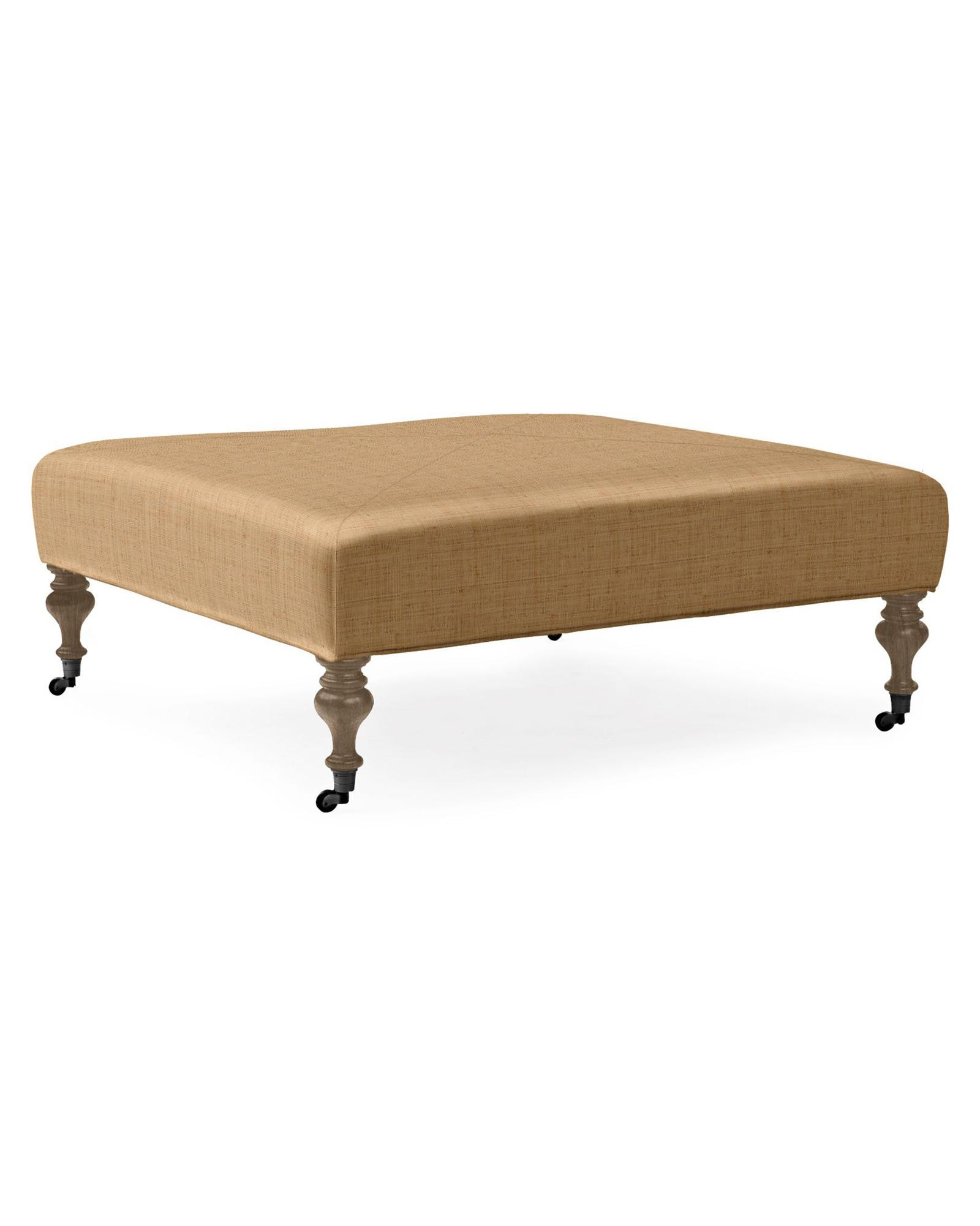 Chelsea Ottoman - Turned Leg - Natural Raffia | Serena and Lily