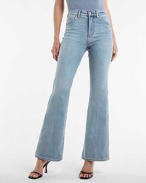 High Waisted Light Wash Supersoft Flare Jeans | Express