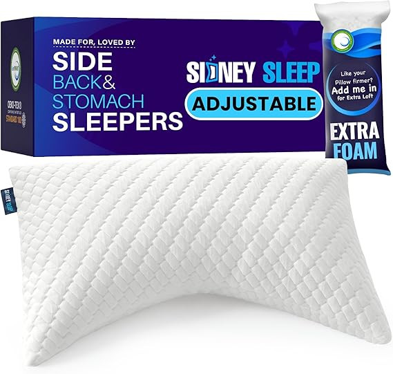 Sidney Sleep Adjustable Curved Contour Fill Pillow – Queen Size – for Side and Back Sleepers ... | Amazon (US)