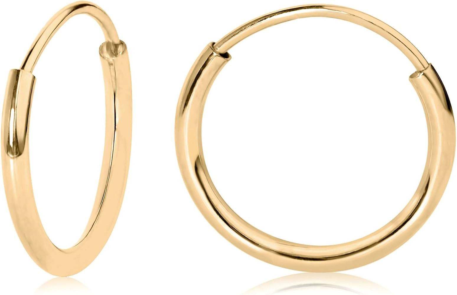 Olivia's Collection 14k White or Yellow Gold Lightweight Endless Hoop Earrings (10-20mm) True 1.0... | Amazon (US)