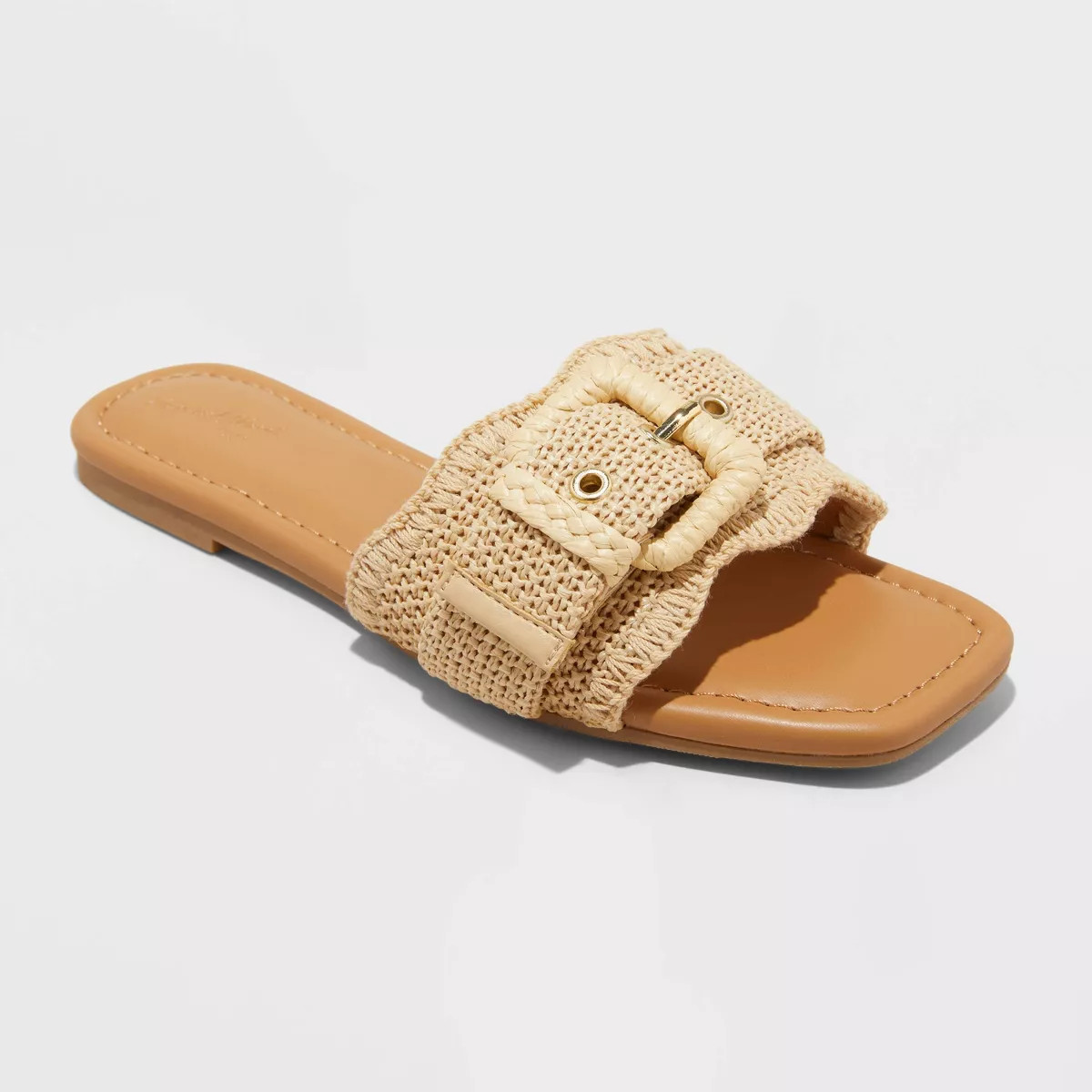 Women's Linda Raffia Buckle Slide Sandals - Universal Thread™ Tan | Target