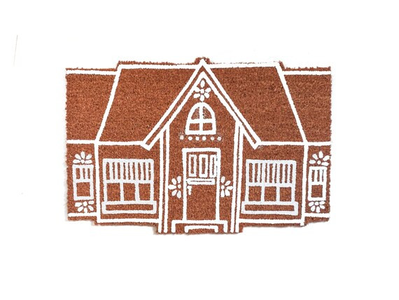 Whimsical Gingerbread Architectural Doormat - "The Bungalow" | Etsy (US)