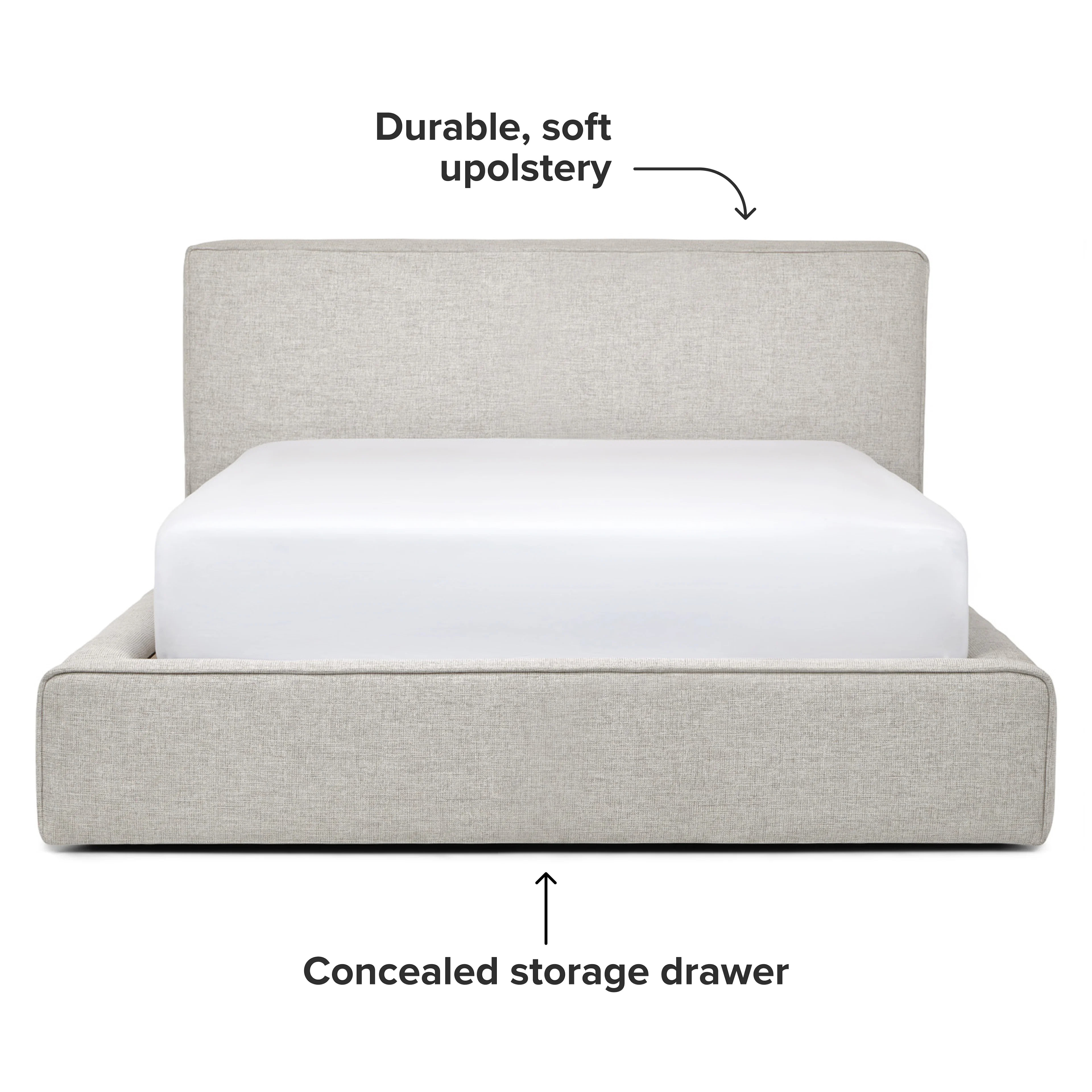 Cigar Queen Upholstered Storage Bed - Birch Ivory | Article