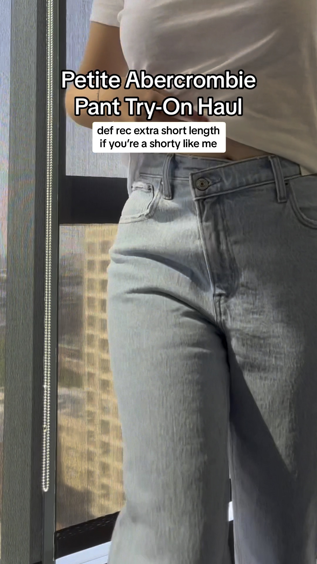 I’m 5ft tall and the extra short length is PERF for me. Full transparency, I don’t love the wide leg on me but it’s def in right now! #petitestyle #abercrombieextrashort #pleatherpants #denimtryon 

#LTKstyletip