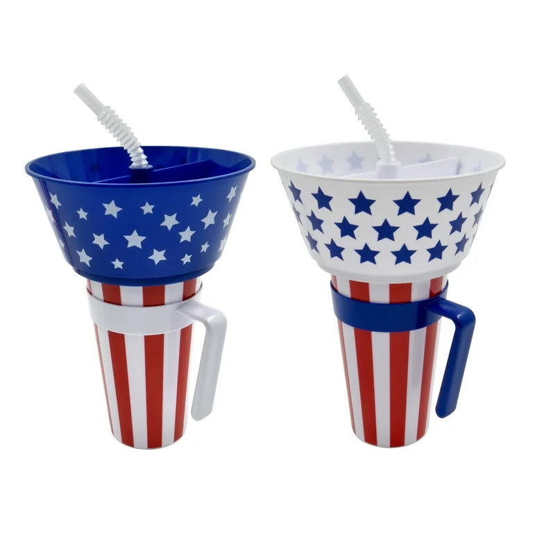 Patriotic Stadium Tumbler Cups with Bowl on Top, 28oz, Way to Celebrate | Walmart (US)