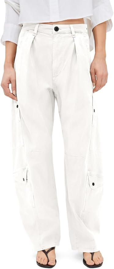 Aoysky High Waisted Barrel Pants for Women Casual Wide Leg Baggy Cargo Pants 100% Cotton Utility ... | Amazon (US)