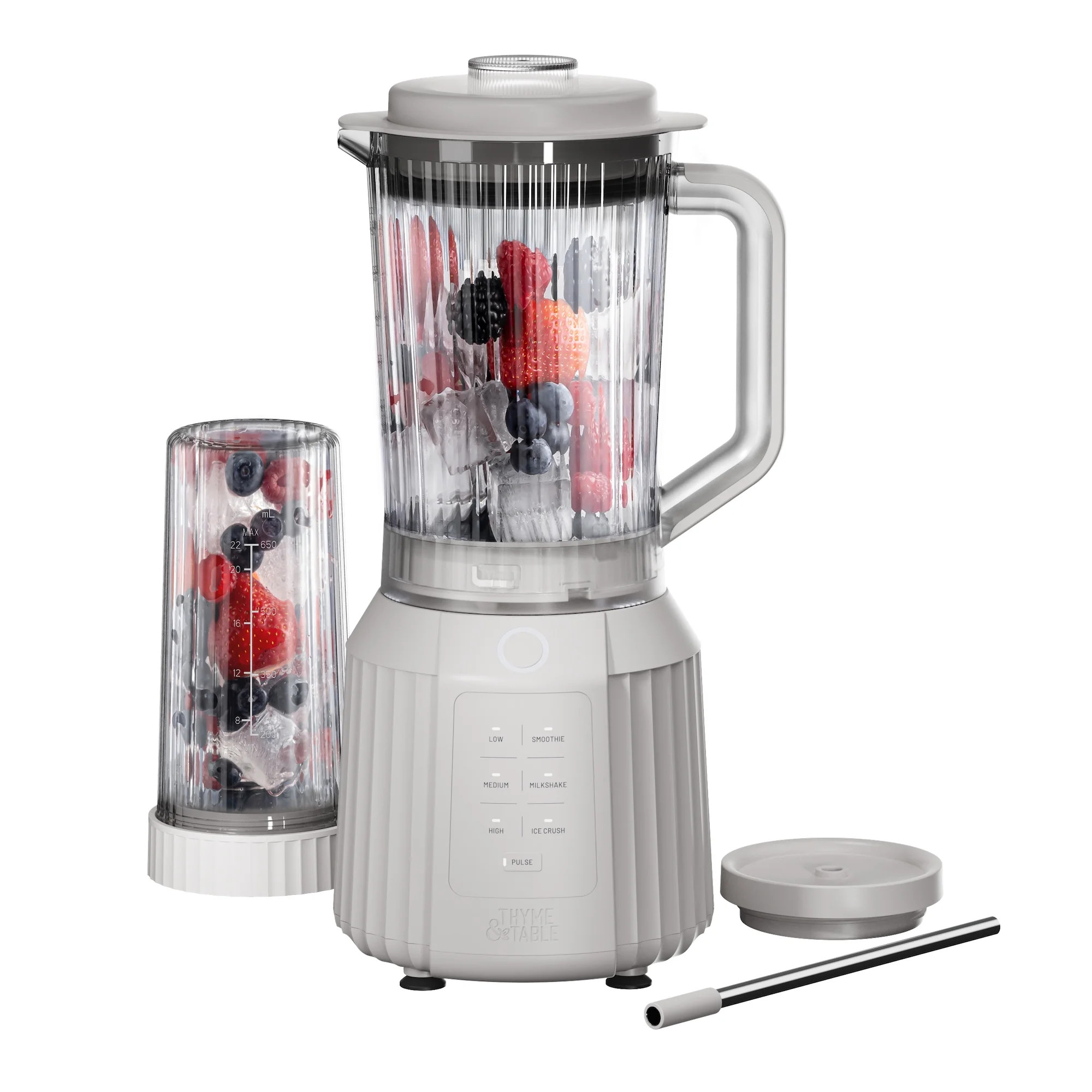 Thyme & Table Countertop Blender Duo, 1100W, 57oz Tritan Pitcher, 6-Point Stainless Steel Blade, ... | Walmart (US)