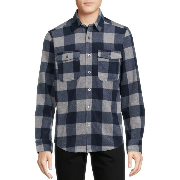 George Men’s Microfleece Button-Up Shirt - Walmart.com | Walmart (US)