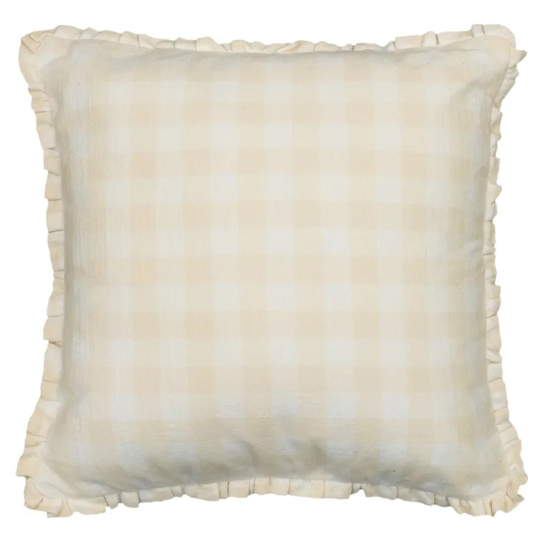 The Pioneer Woman Woven Gingham with Ruffle Pillow- Beige | Walmart (US)
