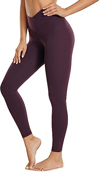 CRZ YOGA Womens Butterluxe Cross Waist Workout Leggings 25 Inches - V Crossover High Waisted Gym ... | Amazon (US)